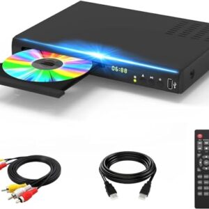 Leitor de DVD Blu Ray, sistema de disco de home theater 1080p, reproduz todos os DVDs e Blu-rays da região A 1, suporta unidade flash USB máxima de 128 G + saída HDMI/AV/coaxial + PAL/NTSC integrado (CDs)