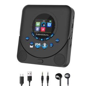 MONODEAL Cd Player Portátil, Estéreo Duplo Com Cd Player Com Alto-Falantes, Cd Player Recarregável Bluetooth, Suporte Para Cartão Tf, Receptor E Transmissor Fm, Walkman Cd Player Com Temporizador, T (Equipamentos)