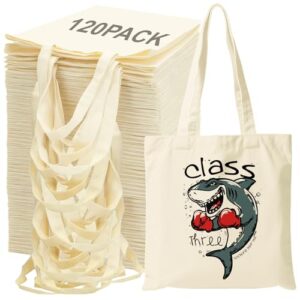 VIOBEPASS Pacote com 120 sacolas de lona a granel 33 x 38 cm, bolsa de lona com alças para projetos faça você mesmo, vinil de transferência de calor, presentes personalizados para mulheres e homens (Discos de Vinil)