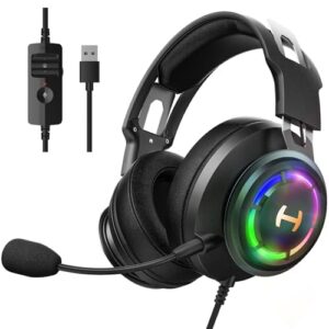 Edifier Fone de ouvido para jogos 7.1 com som de alta resolução para PC, fone de ouvido USB sobre-auricular, cancelamento de ruído, luz RGB para PC, PS4, laptop, Mac, desktop (Equipamentos)