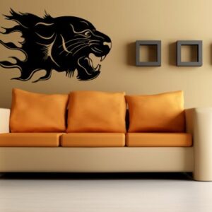 DesignToRefine Pantera em chamas selva tribal decoração animal mural parede vinil arte adesivo M370 (Discos de Vinil)