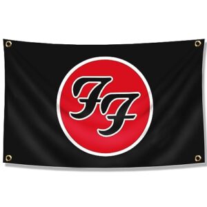 DecrPlus Faixa de banda de música rock Foo Flag Fighters 0,9 x 1,5 m (impressão HD, poliéster 150D durável) Tapeçaria Garagem Man Cave (Discos de Vinil)