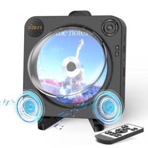 CD Player Portable, Bluetooth CD Player with Speakers DESOBRY Small CD Player for Home with Remote Control FM Radio Digital Screen Headphone Jack, Wall CD Player Support AUX USB, Black (Equipamentos)