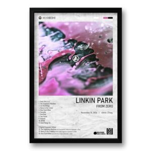 Genérico Quadro Álbum Spotify Linkin-Park 40x60cm Emoldurado Retrato Vinil Preto Fosco (Discos de Vinil)