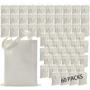 WHEATHUSK Pacote com 60 sacolas de sublimação de lona em branco sacolas reutilizáveis de poliéster para transferência de calor vinil faça você mesmo artesanato branco, 35 x 40 cm, Multi (Discos de Vinil)