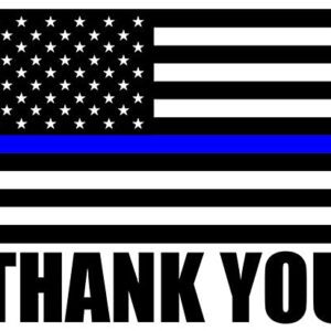 Adesivo Thin Blue Line (Adesivo Thank You Police Sticker, Law Enforcement Decal, Thank You Police Vinyl, Back The Blue Bumper Sticker para carros, caminhões (7,6 x 10 cm) (Discos de Vinil)