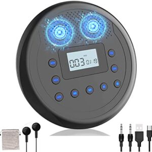 MONODEAL Leitor de Cd Portátil Recarregável com Alto-Falantes Integrados, Ideal para Uso Em Carro E Pessoal, com Função Anti-Pulos E Entrada para Fones de Ouvido. (Equipamentos)