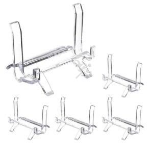 (5) Cavaletes de suporte de exibição retangular transparente de 7,6 cm para relógio de bolso crachá de polícia fivela de cinto cartões esportivos Iphone Ipad Tablets (CDs)