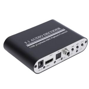 VBESTLIFE Decodificador de Som HiFi, Decodificador de áudio 5.1 Com Bluetooth 5.0, Reprodução USB, Entrada Coaxial óptica, Memória Desligada, para Jogo de Filme Musical DTS AC3 LPCM (Plugue dos EUA) (Equipamentos)