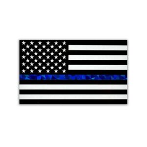 Elektroplate Decalque refletivo com a bandeira dos EUA Thin Blue Line (9,7 cm x 5,8 cm) | Adesivo de vinil premium para todos os climas para carro, garrafa de água, laptop, tablet, refrigerador (Discos de Vinil)