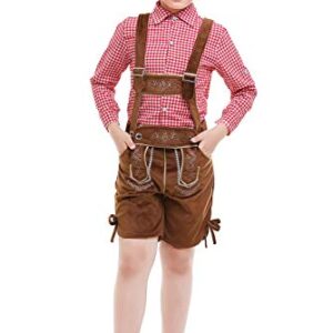 Rodwake Fantasia Oktoberfest para meninos festa de cerveja roupa infantil bávara alemão Lederhosen Halloween cosplay (Cervejas)