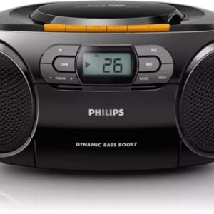 PHILIPS Leitor de CD cassete estéreo, Boombox portátil, USB, FM, MP3, fita, AZ328 (Equipamentos)