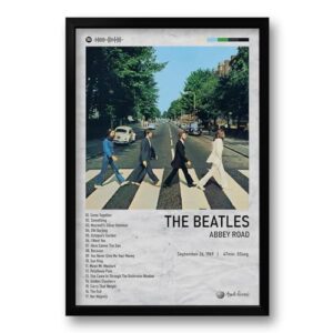 Genérico Quadro Abbey Road - The Beatles 40x60cm Retrô Vinil Fosco Acetinado, Madeira de Pinus, Preto Fosco, Corredor (Discos de Vinil)