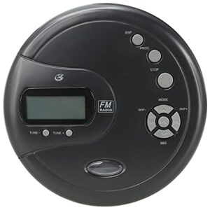 GPX Leitor de CD portátil PC332B com proteção anti-salto, rádio FM e fones de ouvido estéreo - preto (Equipamentos)