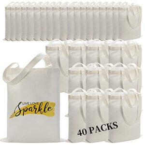 WHEATHUSK 40 sacolas de lona de sublimação a granel, sacolas em branco, sacolas de supermercado de poliéster reutilizáveis para sublimação transferência de calor, vinil, faça você mesmo, branco, 35 x (Discos de Vinil)