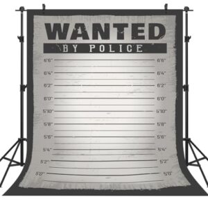 DePhoto Pôster de pano de fundo Wanted by Police de 1,7 x 1,8 m para decoração de festa de assassinato, mistério, decoração de festa caubói ocidental, adereços de estúdio fotográfico de vinil (Discos de Vinil)