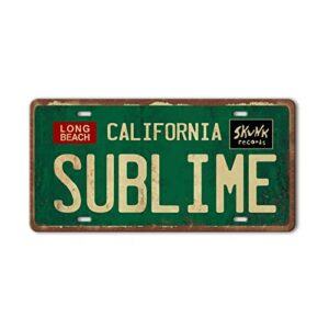 Placa de metal vintage Long Beach California Sublime Poster Grunge hippie decoração de quarto pôsteres de banda de rock tapeçaria sublime placas de rua engraçadas para quarto parede estética 90 placa (Discos de Vinil)