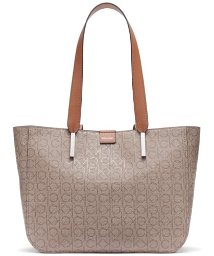 Calvin Klein Bolsa feminina Audrey East/West, Amêndoa/Castanho-Acinzentado/Caramelo, One Size (Discos de Vinil)