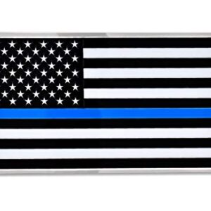 Elektroplate Decalque premium Police Thin Blue Line com bandeira dos EUA (9,5 cm x 5,7 cm) | Adesivo metálico em relevo 3D para carro, garrafa de água, laptop, refrigerador, para-choque, telefone | (Discos de Vinil)