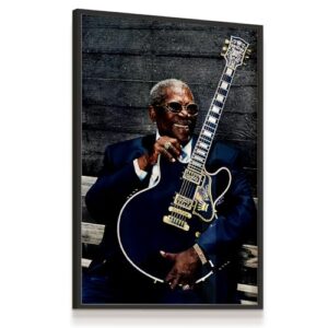 Quadro Decorativo VIDRO B.B.King Guitarra Jazz Soul 33x43 (Discos de Vinil)