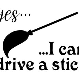 Yes I can Drive A Stick Vassoura Engraçado NOK Decalque Vinil Adesivo | Carros Caminhões Vans Paredes Laptop|Preto|5,5 x 3,5 polegadas|NOK 378 (Discos de Vinil)