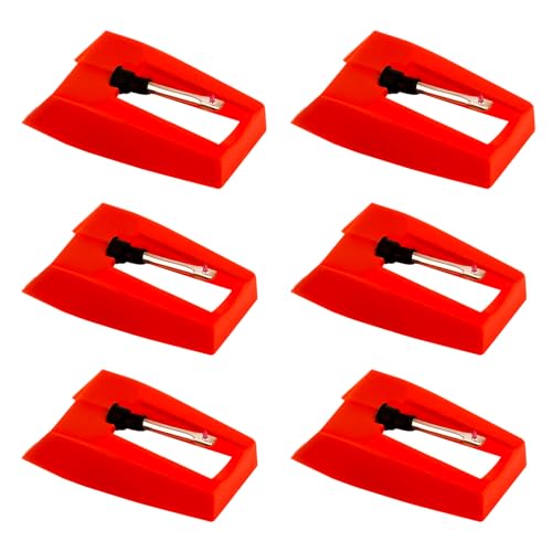 6 agulhas para toca-discos, agulha de substituição de toca-discos ABS durável acessório de substituição para fonógrafo (vermelho) (Equipamentos)