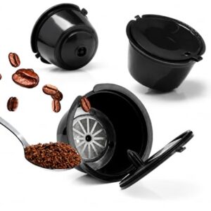 Kit 3 Cápsulas Reutilizáveis Compatível Cafeteiras Nespresso, Fabricadas em Plástico PP e Aço Inox, Reutilizáveis e Laváveis, com Colher Dosadora e Escova para Limpeza e Manutenção (Café)