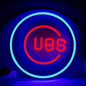 Balanar Cubs Neon Sign Baseball Para Decoração De Parede De Clube Esportivo Beisebol Led Sign Neon Light Para Caverna Do Homem Decoração De Garagem Neon Vermelho Sign Para Bar, Dormitório, Decoração D (Cervejas)
