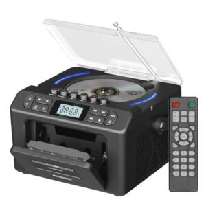 Retekess TR642 CD Player Boombox, leitor de cassetes de CD AM/FM rádio sem fio, bateria recarregável de 5000 mAh, estéreo, iluminação ambiente LED, temporizador de sono, USB/TF/AUX/controle remoto (Equipamentos)