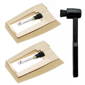 Luejnbogty 2 peças de substituição de agulhas de toca-discos com kit de escova de limpeza de caneta, caneta de agulha para toca-discos para, toca-discos (Equipamentos)