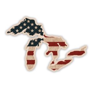 Adesivo de vinil para janela de carro Great Lakes Michigan 15 cm de largura - (bandeira americana) (Discos de Vinil)