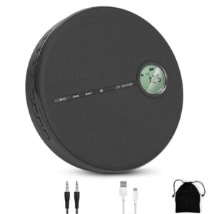 Leitor de CD, Leitor de Música Portátil Bluetooth 5.0 CD Com Bateria Recarregável de 2000mAh, Alto-falante Externo para Casa de Carro (Equipamentos)