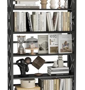 METALOONG Estante alta de 5 cubos, estante de metal ajustável com kit anti-ponta e pés de nivelamento, organizador de armazenamento doméstico resistente, prateleiras modernas para livros, brinquedos (CDs)