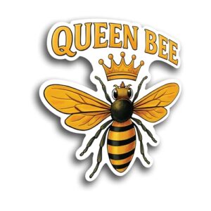 Adesivo decalque de vinil Queen Bee | Carros Caminhões Vans SUVs Janelas Paredes Copos Laptops | Branco | 5,5 polegadas | KCD2406 (Discos de Vinil)