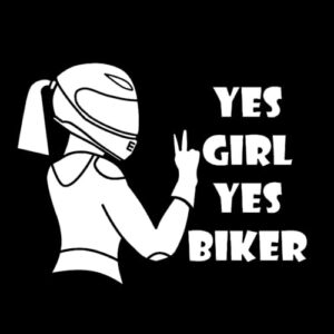 ZUKHL 2 peças de adesivos de carro de 15 x 11,5 cm com o texto YES Girl YES Bike, acessórios de material de vinil à prova d'água, carros engraçados, caminhões, motocicletas, decalque #2BZ134 (Discos de Vinil)