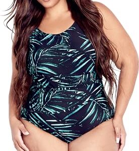 EVANS Estampa Tropics 1 peça, Estampa aqua, 17 Plus Size (Discos de Vinil)