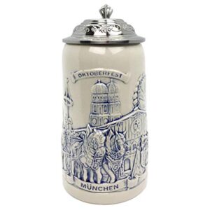 Caneca de cerveja com tampa de grés para carrinho de cerveja Beer Stein Munich da E.H.G | 0,5 litros (Cervejas)