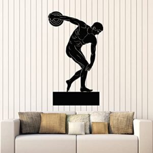 Decalque de parede de vinil grande Discobol Atleta Discus Throw Sports Decor Stickers Mural (g6207) Preto (Discos de Vinil)