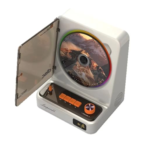 Leitor de CD retrô com controle remoto e luzes de ambiente RGB, 6 horas de reprodução, compatível com CD/MP3/WMA/USB/AUX de 3,5 mm e entrada para fone de ouvido, para uso interno e externo,White (Equipamentos)