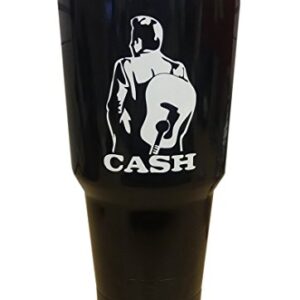 Decalque ViaVinil Cortado por matriz Johnny Cash (Branco) para janelas de automóveis, copos de copo Yeti e RTIC, Macbooks e laptops, iPhones e telefones celulares Android, iPads e tablets e muito mais! (Discos de Vinil)