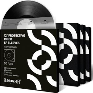 Pacote com 50 capas internas Hudson Hi-Fi de disco de vinil antiestático – Mangas de disco transparentes duráveis – Proteja seus álbuns LP de arranhões, poeira e sujeira - Capas de disco internas de (Discos de Vinil)