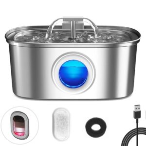 Aço Inoxidável Fonte para Gatos com Filtro,3.2L Dispensador de água para Cães,Bebedouro Gato Automático Super Silencioso para Animais de Estimação