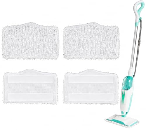 Pacote com 4 almofadas de substituição para esfregão a vapor compatíveis com Shark S1000 S3101 S3202 S3250 S3251, almofadas reutilizáveis de microfibra para madeira selada, azulejo, laminado e vinil (Discos de Vinil)