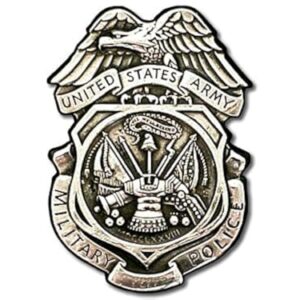 Adesivo em forma de militar com logotipo militar MP prata (US Military Police) (Discos de Vinil)