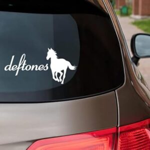 Adesivo de vinil BUFI-16 Deftones Band com pônei - branco - decalque de banda de rock - carros, caminhões, para-choques, laptops, paredes - 21,6 cm de largura (Discos de Vinil)