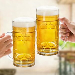 1 pacote de canecas de cerveja de plástico, canecas de cerveja de 600 ml com alças, copos de cerveja reutilizáveis, canecas de cerveja grandes transparentes para bar, bebidas, álcool, congeláveis, sem (Cervejas)