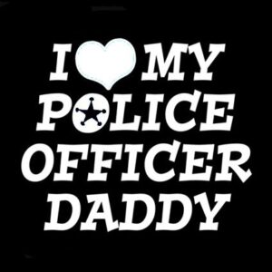Creative Concept Ideas Adesivo de vinil I Love My Police Officer Daddy |Laptop Carros Caminhões Vans Paredes | Branco |14 x 12 cm | CCI1106 (Discos de Vinil)
