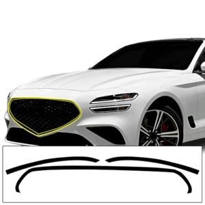 BOGAR TECH DESIGNS Película de sobreposição de exclusão frontal cromada compatível com Genesis G70 2022-2025, preto brilhante (Discos de Vinil)