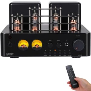 Juson Audio JTA50 Amplificador de som AV Receiver valvulado tubi Hifi Amp de nível básico com BT 5.0,remoto, AUX, COAX, entrada Phono e USB, saída de subwoofer, 2.1 canais para toca-discos (JTA50-EU) (Equipamentos)