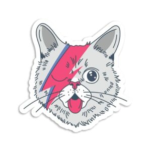 Adesivo Bowie Cat David fofo vintage música decalque caderno carro laptop 14.0 cm x 14.0 cm (Discos de Vinil)